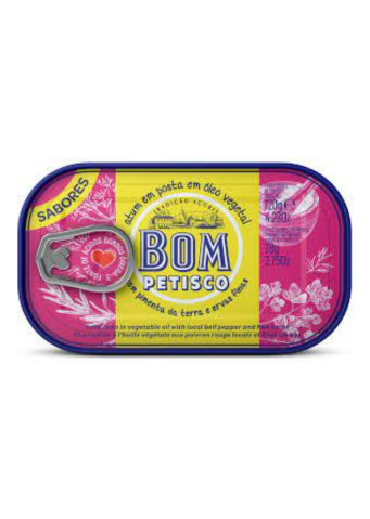 Atum Bom Petisco Em Posta com Pimenta da Terra e Ervas Finas 120 Gr