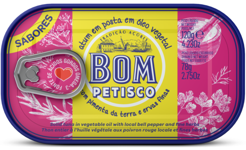 Atum Bom Petisco Em Posta com Pimenta da Terra e Ervas Finas 120 Gr