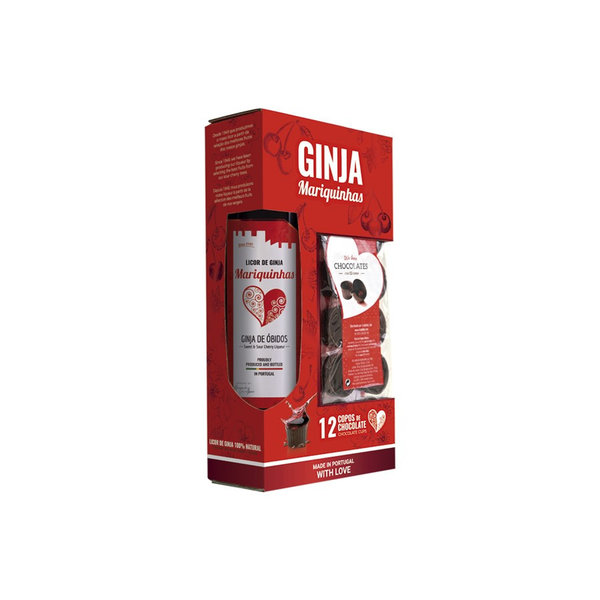 Licor de Ginja Mariquinhas 50 cl 12 Copos de Chocolate / met chocoladecupjes